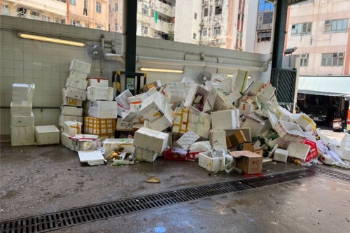 There is no refuse compactor in this RCP; waste is often piled up in a corner. Most of it is wet waste comes from the markets nearby. This has exacerbated the RCP’s pest problem and caused workers to feel unwell.
